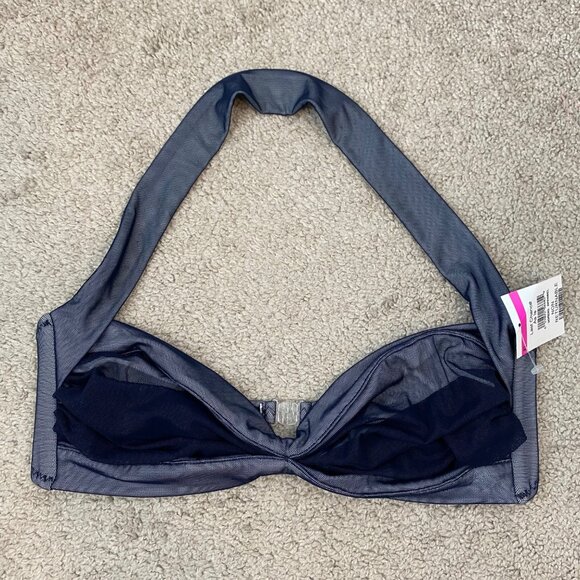 Norma Kamali Bill‎ Mesh Halter Bikini Top Navy Blue M - Picture 4 of 7